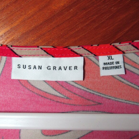 Susan Graver Liquid Knit Dress With Enamel Detail Size XL Pink Swirl A274928 - Picture 6 of 9